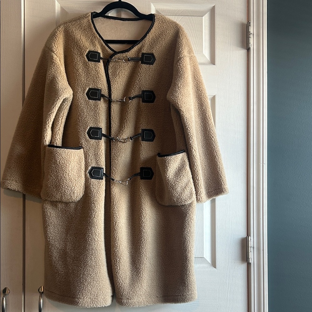 Women's Tan Toggle Coat - Picture 3 of 13